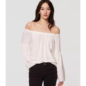 NWT Ann Taylor LOFT Womens Size Medium Off the Shoulder Bell Sleeve Blouse NEW